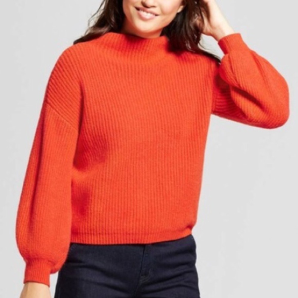 Orange Mock Neck Sweater